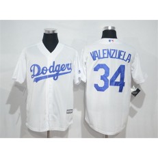 MLB Los Angeles Dodgers 34 Fernando Valenzuela White Cool Base Stitched Men Jersey