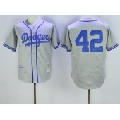 MLB Los Angeles Dodgers 42 Jackie Robinson 1955 Gray Throwback Men Jersey