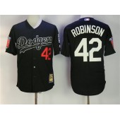 MLB Los Angeles Dodgers 42 Jackie Robinson Black Honour Throwback Stitched Men Jersey