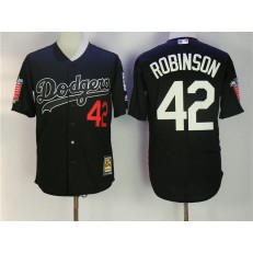 MLB Los Angeles Dodgers 42 Jackie Robinson Black Honour Throwback Stitched Men Jersey
