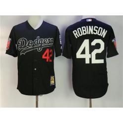 MLB Los Angeles Dodgers 42 Jackie Robinson Black Honour Throwback Stitched Men Jersey
