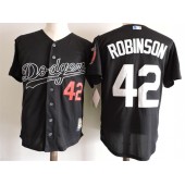 MLB Los Angeles Dodgers 42 Jackie Robinson Black Throwback Mitchell And Ness Stitched Men Jersey