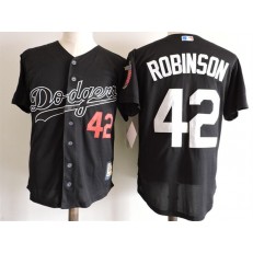 MLB Los Angeles Dodgers 42 Jackie Robinson Black Throwback Mitchell And Ness Stitched Men Jersey