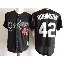 MLB Los Angeles Dodgers 42 Jackie Robinson Black Throwback Mitchell And Ness Stitched Men Jersey