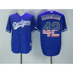 MLB Los Angeles Dodgers 42 Jackie Robinson Blue USA Flag Fashion Stitched Men Jersey