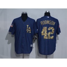 MLB Los Angeles Dodgers 42 Jackie Robinson Denim Blue Salute to Service Stitched Men Jersey