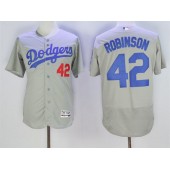 MLB Los Angeles Dodgers 42 Jackie Robinson Gray 2016 Flexbase Majestic Baseball Men Jersey