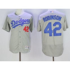 MLB Los Angeles Dodgers 42 Jackie Robinson Gray 2016 Flexbase Majestic Baseball Men Jersey