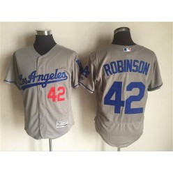 MLB Los Angeles Dodgers 42 Jackie Robinson Gray Road 2016 Flexbase Majestic Baseball Men Jersey