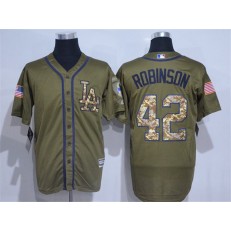 MLB Los Angeles Dodgers 42 Jackie Robinson Green Salute to Service Stitched Men Jersey