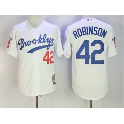 MLB Los Angeles Dodgers 42 Jackie Robinson White Honour Throwback Stitched Men Jersey