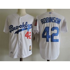 MLB Los Angeles Dodgers 42 Jackie Robinson White Throwback Stitched Men Jersey