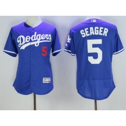 MLB Los Angeles Dodgers 5 Corey Seager Blue 2016 Flexbase Majestic Baseball Men Jersey