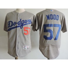 MLB Los Angeles Dodgers 57 Alex Wood Gray Road 2016 Flexbase Majestic Baseball Men Jersey