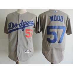 MLB Los Angeles Dodgers 57 Alex Wood Gray Road 2016 Flexbase Majestic Baseball Men Jersey