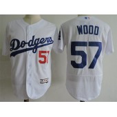 MLB Los Angeles Dodgers 57 Alex Wood White Road 2016 Flexbase Majestic Baseball Men Jersey