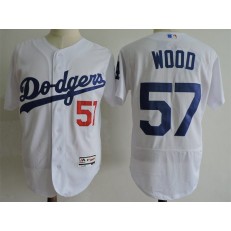 MLB Los Angeles Dodgers 57 Alex Wood White Road 2016 Flexbase Majestic Baseball Men Jersey