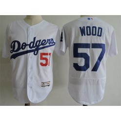MLB Los Angeles Dodgers 57 Alex Wood White Road 2016 Flexbase Majestic Baseball Men Jersey