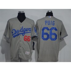 MLB Los Angeles Dodgers 66 Yasiel Puig Gray 2016 Flexbase Majestic Baseball Men Jersey