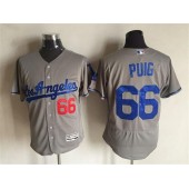 MLB Los Angeles Dodgers 66 Yasiel Puig Gray Road 2016 Flexbase Majestic Baseball Men Jersey