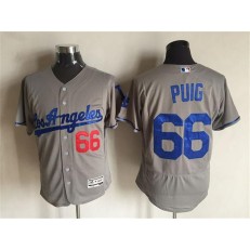 MLB Los Angeles Dodgers 66 Yasiel Puig Gray Road 2016 Flexbase Majestic Baseball Men Jersey
