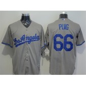 MLB Los Angeles Dodgers 66 Yasiel Puig Gray Road Stitched Majestic Cool Base Men Jersey