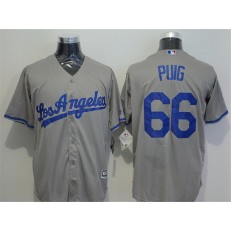 MLB Los Angeles Dodgers 66 Yasiel Puig Gray Road Stitched Majestic Cool Base Men Jersey