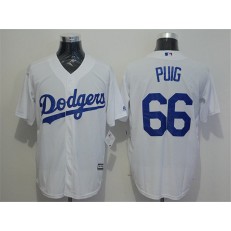 MLB Los Angeles Dodgers 66 Yasiel Puig White Cool Base Stitched Men Jersey