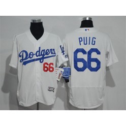 MLB Los Angeles Dodgers 66 Yasiel Puig White Home 2016 Flexbase Majestic Baseball Men Jersey