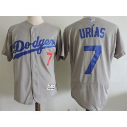 MLB Los Angeles Dodgers 7 Julio Urias Gray Road 2016 Flexbase Majestic Baseball Men Jersey