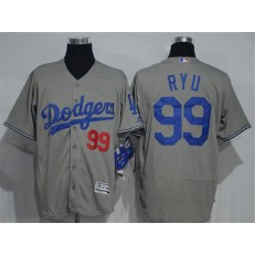 MLB Los Angeles Dodgers 99 Hyun-Jin Ryu Gray 2016 Flexbase Majestic Baseball Men Jersey