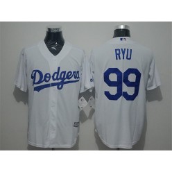 MLB Los Angeles Dodgers 99 Hyun-Jin Ryu White Cool Base Stitched Men Jersey