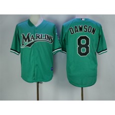 MLB Florida Marlins 8 Andre Dawson Mesh BP Teal Green Throwback Men Jersey