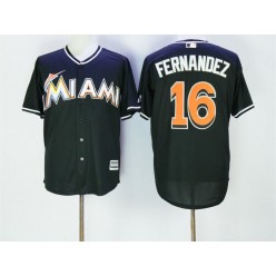 MLB Miami Marlins 16 Jose Fernandez Black Stitched Majestic Cool Base Men Jersey