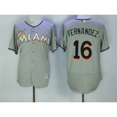 MLB Miami Marlins 16 Jose Fernandez Gray Flexbase 2016 Player Baseball Men Jersey