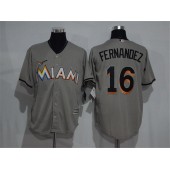 MLB Miami Marlins 16 Jose Fernandez Gray Road Stitched Majestic Cool Base Men Jersey