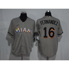 MLB Miami Marlins 16 Jose Fernandez Gray Road Stitched Majestic Cool Base Men Jersey