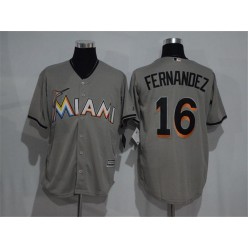 MLB Miami Marlins 16 Jose Fernandez Gray Road Stitched Majestic Cool Base Men Jersey