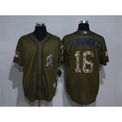 MLB Miami Marlins 16 Jose Fernandez Green Salute to Service Cool Base Stitched Men Jersey