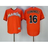 MLB Miami Marlins 16 Jose Fernandez Orange Road Stitched Majestic Cool Base Men Jersey