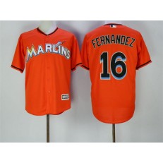 MLB Miami Marlins 16 Jose Fernandez Orange Road Stitched Majestic Cool Base Men Jersey