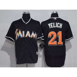 MLB Miami Marlins 21 Christian Yelich Black Road Stitched Majestic Cool Base Men Jersey