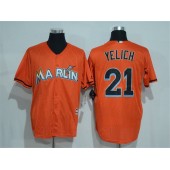 MLB Miami Marlins 21 Christian Yelich Orange Road Stitched Majestic Cool Base Men Jersey