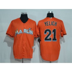 MLB Miami Marlins 21 Christian Yelich Orange Road Stitched Majestic Cool Base Men Jersey