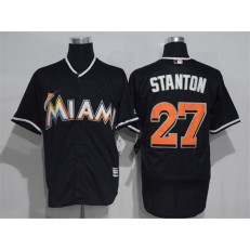 MLB Miami Marlins 27 Giancarlo Stanton Black Road Stitched Majestic Cool Base Men Jersey