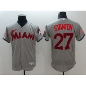 MLB Miami Marlins 27 Giancarlo Stanton Gray Fashion Stars & Stripes 2016 Flexbase Independence Day Men Jersey