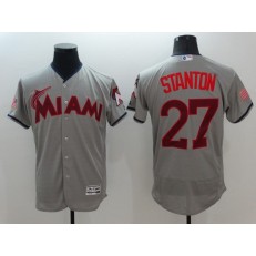 MLB Miami Marlins 27 Giancarlo Stanton Gray Fashion Stars & Stripes 2016 Flexbase Independence Day Men Jersey