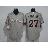 MLB Miami Marlins 27 Giancarlo Stanton Gray Road Stitched Majestic Cool Base Men Jersey