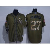 MLB Miami Marlins 27 Giancarlo Stanton Green Salute to Service Cool Base Stitched Men Jersey