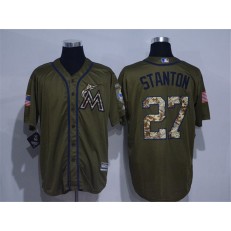 MLB Miami Marlins 27 Giancarlo Stanton Green Salute to Service Cool Base Stitched Men Jersey